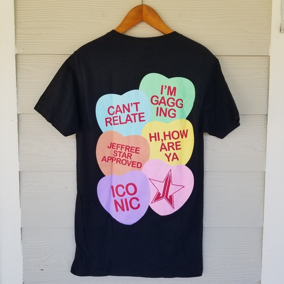 Jeffree Star Cosmetic Candy Hearts Valentines Exclusive Black T-Shirt, Size Sml - Picture 5 of 9